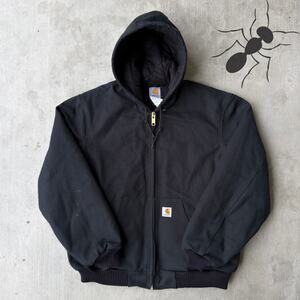 Carhartt J140 black hooded work wear jacket